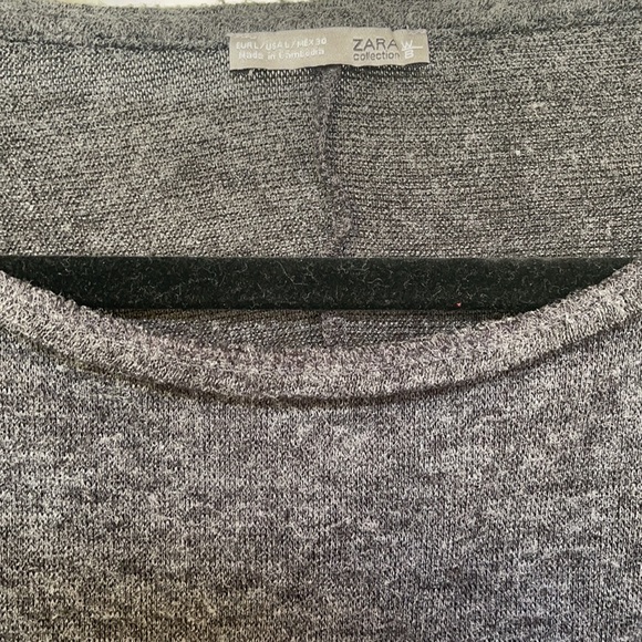 Zara Charcoal Knit long sleeve sweater with ruffle sleeve detail. Size L - Picture 3 of 3